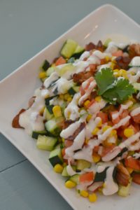 Best Summer Chopped Salad- this salad is so deliciou and easy. Cucumber, tomato, avocado, bacon and more!