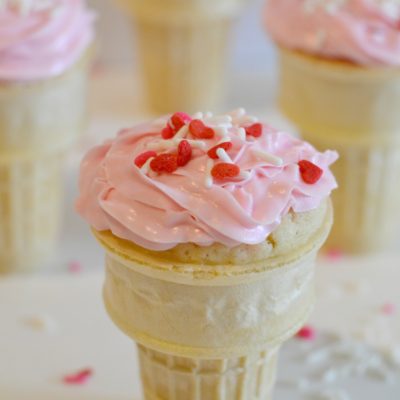 Valentine Ice Cream Cone Cupcakes