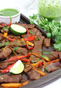 Sheet Pan Steak Fajitas with Authentic Chimichurri Sauce