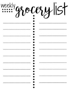 Master Grocery List Template