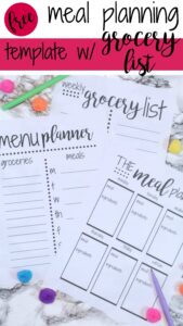Free Meal Planning Template with Grocery List