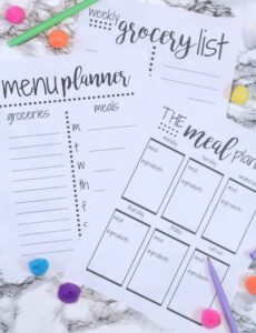 FREE Weekly Meal Planning Templates w/Grocery List