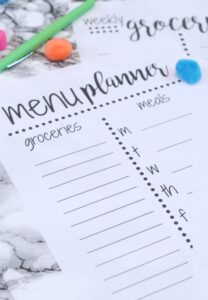 Free Weekly Meal Planner with Grocery List